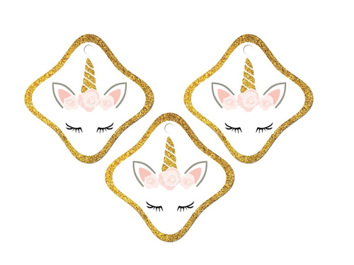 Zawieszki na butelki z wstążeczką Piękny Jednorożec - 12 szt.