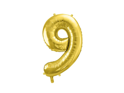 Balon foliowy cyfra 9 złota - 72 cm - 1 szt.