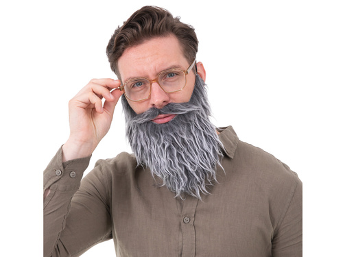 Broda z wąsami - siwa - 1 szt.