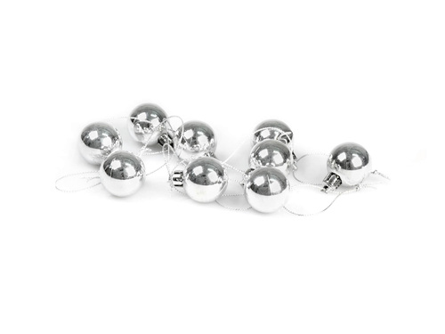 Mini bombki choinkowe srebrne - 3 cm - 9 szt.
