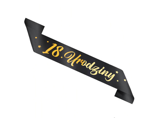 Szarfa urodzinowa 18 Urodziny czarna - 1 szt.