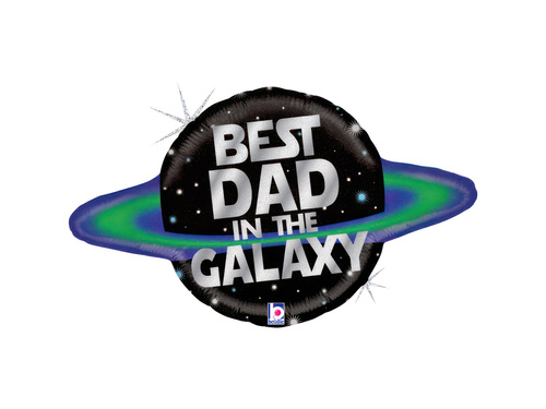 Balon foliowy Best Dad in the Galaxy - 75 x 40 cm - 1 szt.
