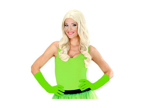 Neonowo zielone długie rękawiczki 40 cm