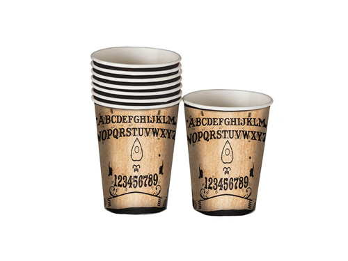 Kubeczki papierowe na Halloween Ouija - 10 cm - 8 szt.