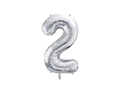 Balon foliowy cyfra 2 srebrna - 72 cm - 1 szt.