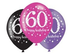 Balony z nadrukiem "60" - 28 cm - 6 szt.