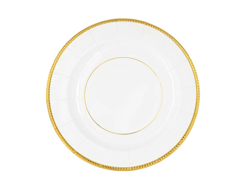 Talerzyki papierowe białe Elegant Gold - 20,5 cm - 6 szt.