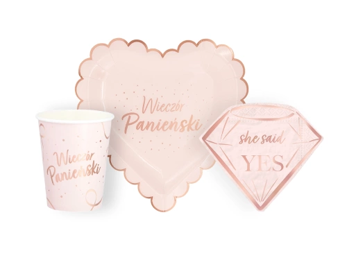 Zestaw kubeczki + serwetki + talerzyki papierowe na Wieczór panieński - 22 szt.