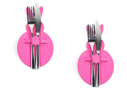 Etui na sztućce z miękkiego filcu - Zajączek Wielkanocny - 2 szt.