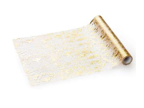 Dekoracja bieżnik siatkowy - złoty - 36 cm x 9 m - 1 szt.