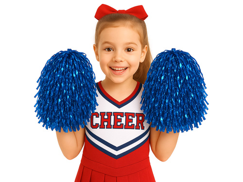 Pompony cheerleaderki metaliczne niebieskie - 2 szt.