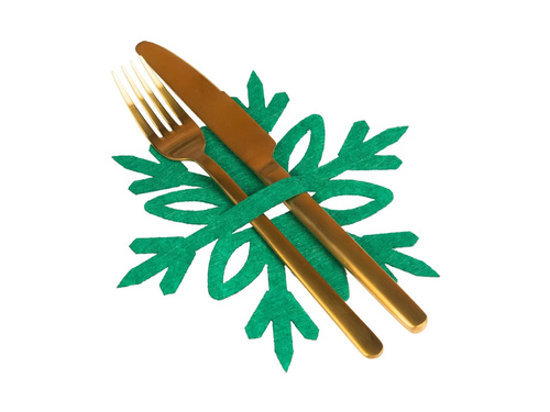 Etui na sztućce Śnieżynka zielona - 6 szt.