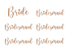 Naklejki na kieliszki Bride i Bridesmaid - 6 szt.