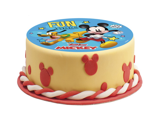 Dekoracyjny opłatek tortowy Myszka Mickey - 15,5 cm - 1 szt.