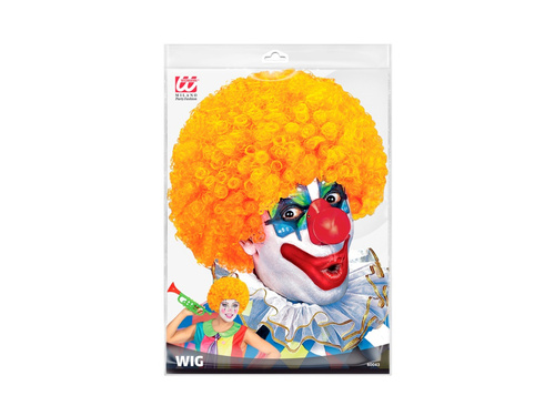 Kręcona peruka klauna pomarańczowa włosy afro