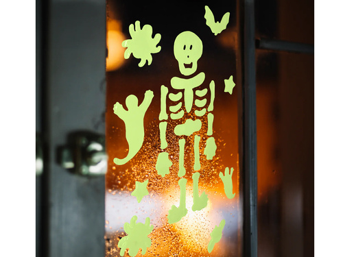 Naklejki żelowe na szybę fluorescencyjne Szkielet - 1 komplet