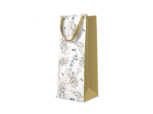 Papierowa torebka na wino Zimowe listki - 1 szt.