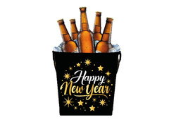 Metalowy kubełek do chłodzenia napojów Happy New Year - 19 x 23 cm - 1 szt.