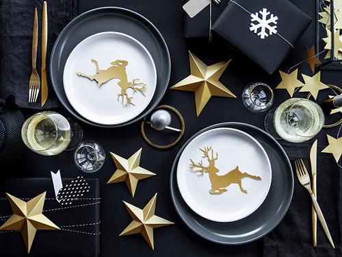 Zawieszka Renifer Rudolf złoty - 9,4 x 14,5 cm - 10 szt.