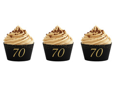 Papilotki na babeczki Sparkling na siedemdziesiąte urodziny - 6 szt.