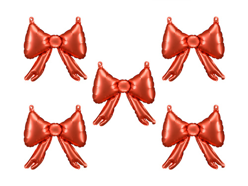 Balon foliowy Kokardka czerwona - 25,5 x 25 cm - 5 szt.