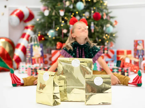 Torebki prezentowe złote Merry Christmas - 3 szt.