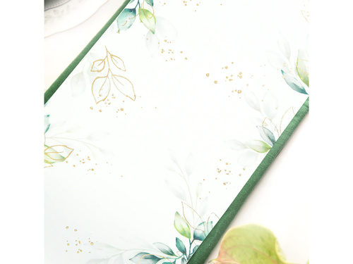 Dekoracja bieżnik na stół z zielonymi listkami - 28 cm x 275 cm - 1 szt.