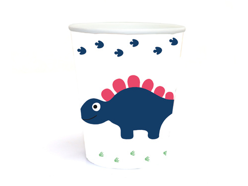 Kubeczki papierowe Wesołe Dinozaury - 250 ml - 6 szt.