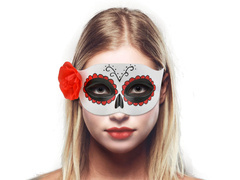 Maska wenecka z różą - 1 szt.