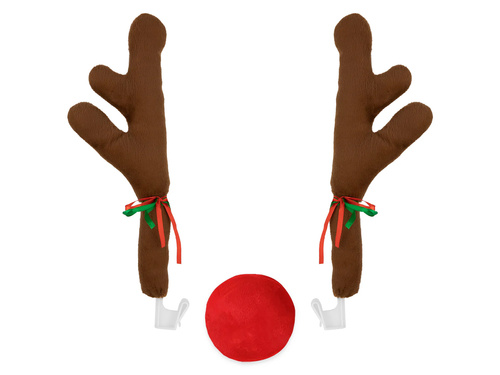 Dekoracja na samochód Rogi i nos renifera brązowe - 1 kpl.