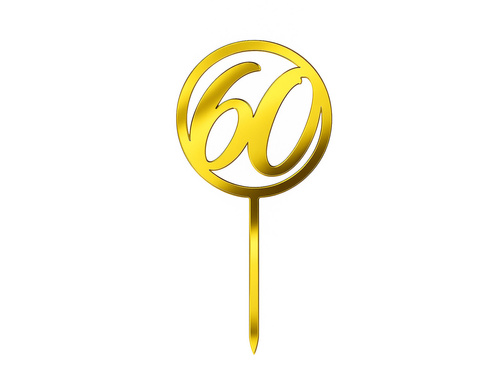 Topper z lustrzanej pleksi złoty na tort 60 urodziny