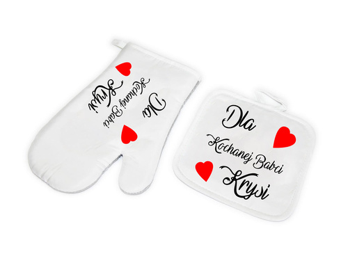 Zestaw kuchenny personalizowany Rękawica i Łapka na dzień babci