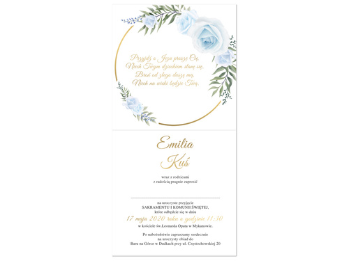 Zaproszenia personalizowane na I Komunię Świętą - 6 szt.