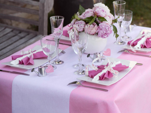 Dekoracja bieżnik z włókniny na stół - biały - 30 cm x 10 m - 1 szt.