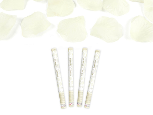 Tuba strzelająca, kremowe sztuczne płatki róż, 60 cm, 4 szt.