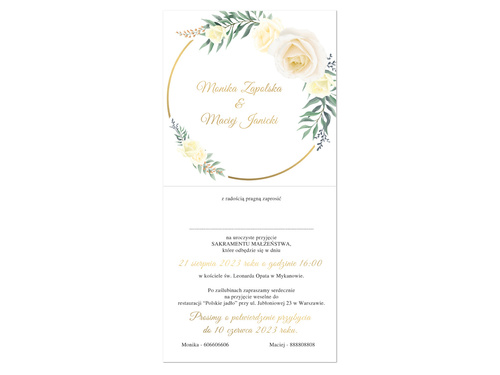 Zaproszenie personalizowane na ślub z kopertą - 6 szt.