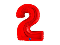 Balon foliowy cyfra 2 czerwony - 40" - 1 szt.