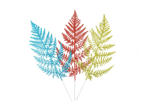 Dekoracja brokatowa paprotka - 38 cm - 1 szt.