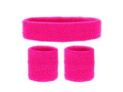 Opaski neonowe różowe Disco lata 80-te - 3 szt.