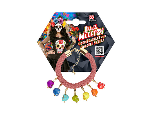 Sznurkowa bransoletka z 7 kolorowymi czaszkami