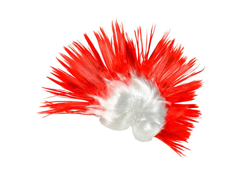 Peruka kibica irokez biało-czerwony - 1 szt.