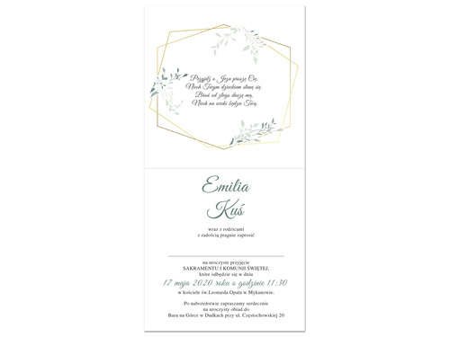 Zaproszenia personalizowane na I Komunię Świętą - 6 szt.