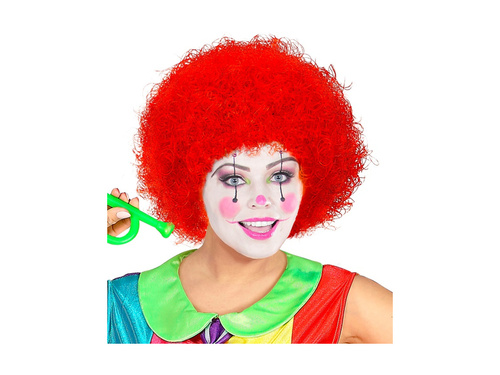 Czerwona peruka klauna włosy afro