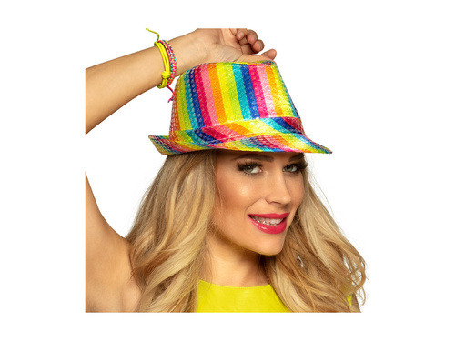 Kapelusz Popstar cekiny tęczowy