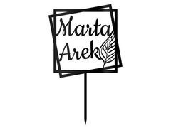 Topper z pleksi czarny na tort personalizowany na wesele - 17 cm