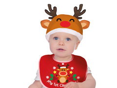 Zestaw świąteczny śliniak + czapka reniferka - 1 op.