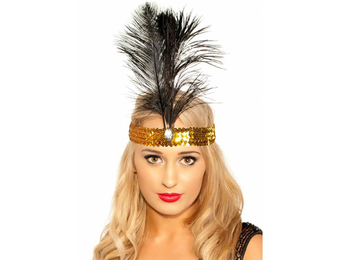 Opaska z piórem Retro złota - 1 szt.