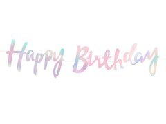 Baner holograficzny z napisem Happy Birthday - 110 cm - 1 szt.