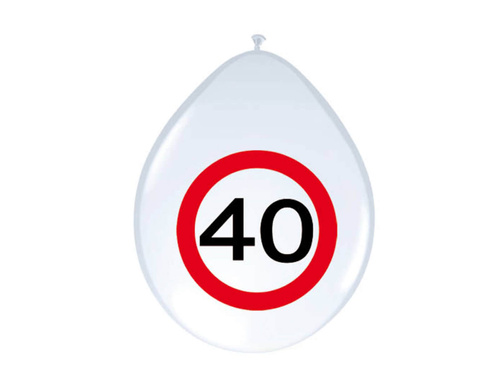 Balony Znak zakazu 40tka - 30 cm - 8 szt.