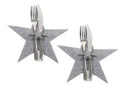 Etui na sztućce z miękkiego filcu - Gwiazda - 2 szt.